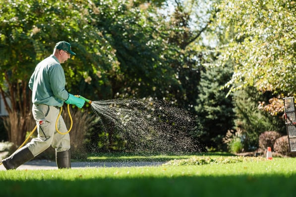 turf doctor lawn tech spraying lawn for ticks