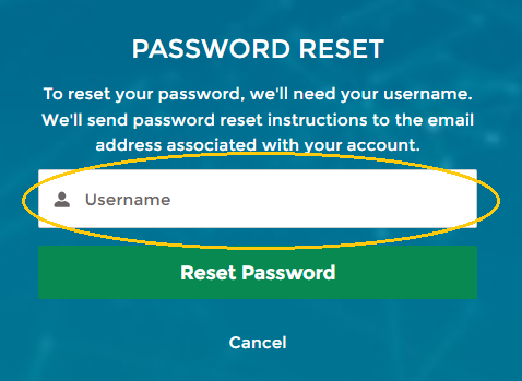 Email showing username for password reset